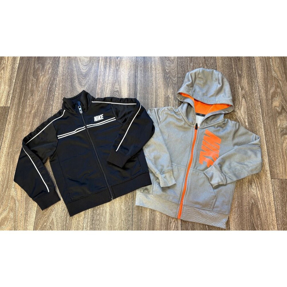 NIKE TODDLER BOYS BUNDLE 2 FULL ZIP JACKET HOODED SIZE 4 BLACK GRAY